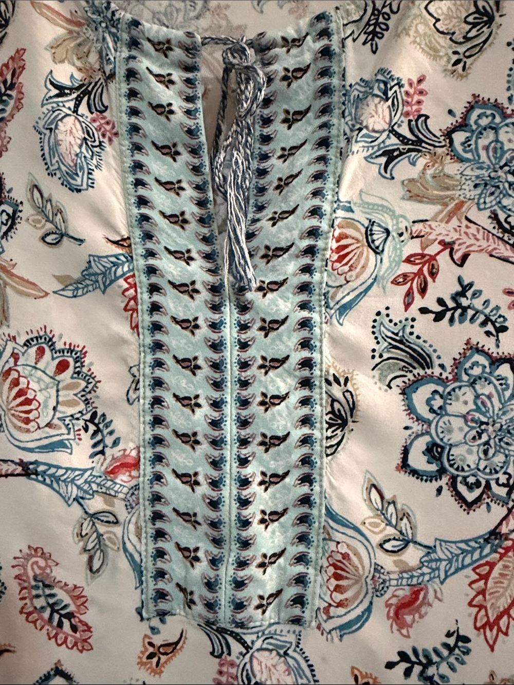 Sleeveless Floral Print Tunic Top - Blue Multicolor - Picture 4 of 8